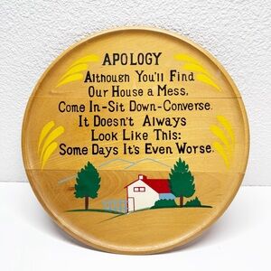 Vintage Norcrest Japan Wooden Funny Apology Sign